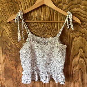 Women's Princess Polly Black & White Speckled Cropped Tank Top Size 4 (small)